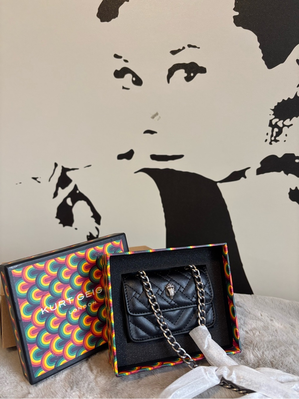 Kurt Geiger Black Quilted Mini Chain Shoulder Bag